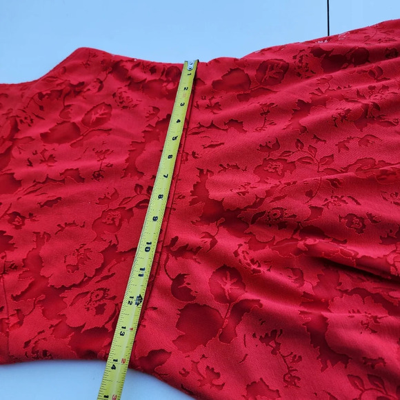 Candie's Mini Dress Bright Red Lace Burnout Lined Sleeveless Cross Back Floral M - Picture 10 of 13